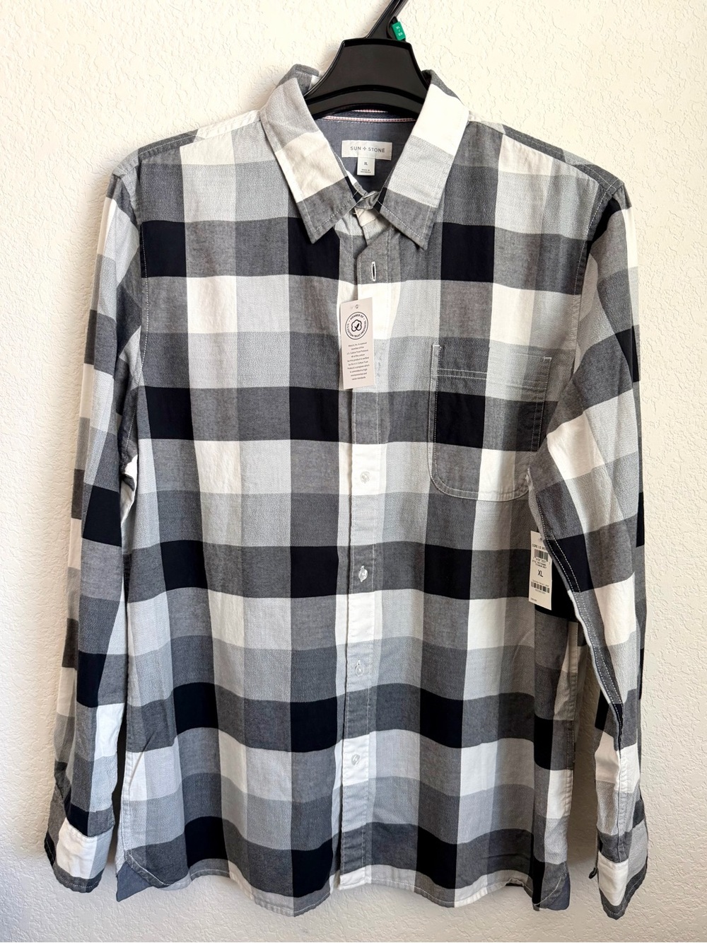 RVCA Black & White Buffalo Plaid Button-Down Shirt